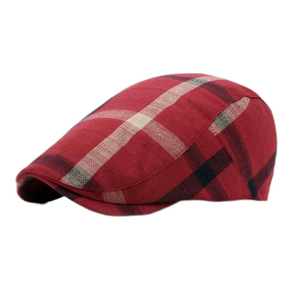 Spring Summer Dopamine Plaid Beret Duck Tongue Forward Hat British Style Visor Summer Hats for Women Men Sun Hats Dad's Hat Gift