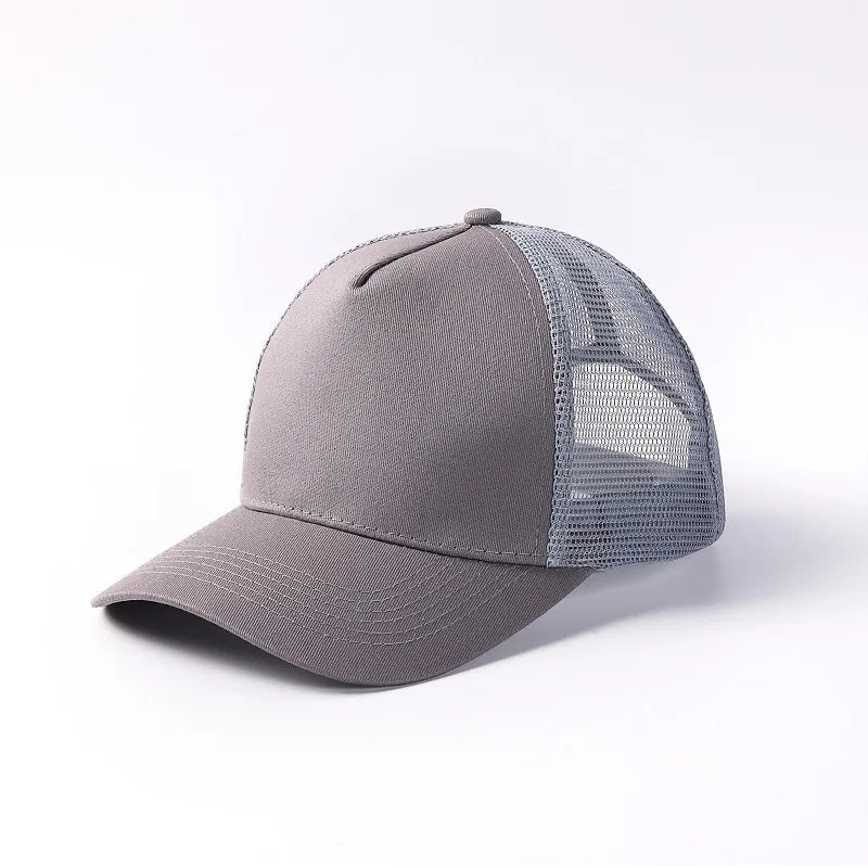 5 Pane Mesh  Baseball Cap Adult Hip Hop Curved Snapback Hats Summer Sunshade Sun Hat Simple Trucker Cap Advertising