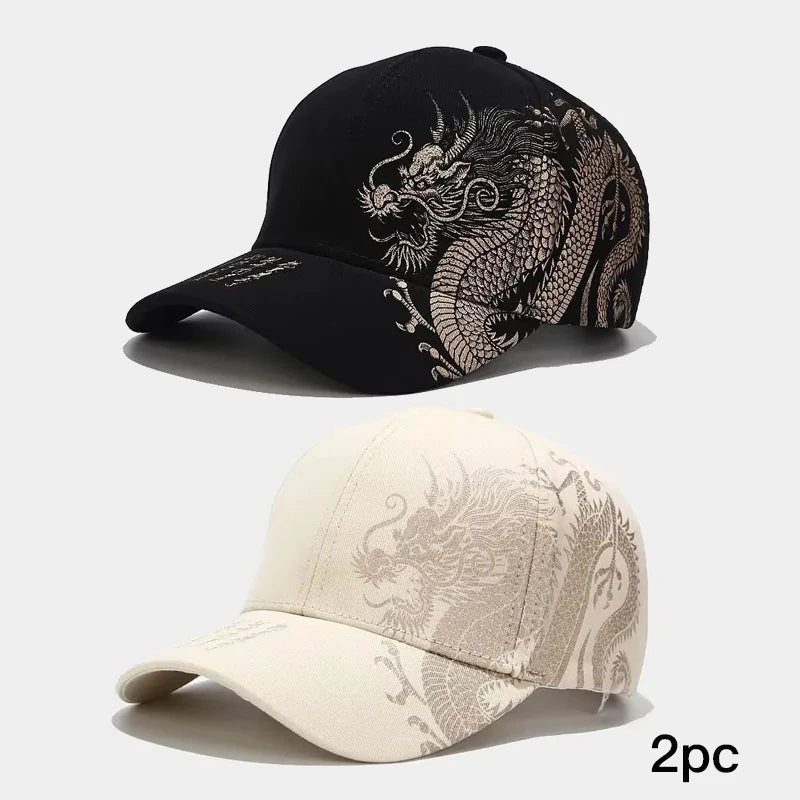 Unisex Chinese Dragon Embroidered Baseball Cap Hip Hop Street Skate Hat