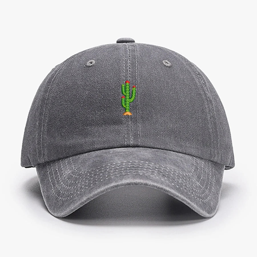 Mini Cactus Embroidery vintage soft Baseball caps Men Women Water Washed Hat Sports Fishing Dad Visor Summer Autumn Peaked cap