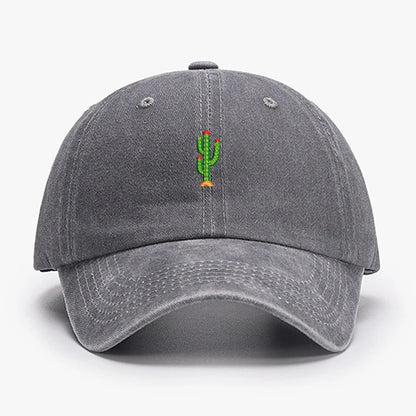 Mini Cactus Embroidery vintage soft Baseball caps Men Women Water Washed Hat Sports Fishing Dad Visor Summer Autumn Peaked cap