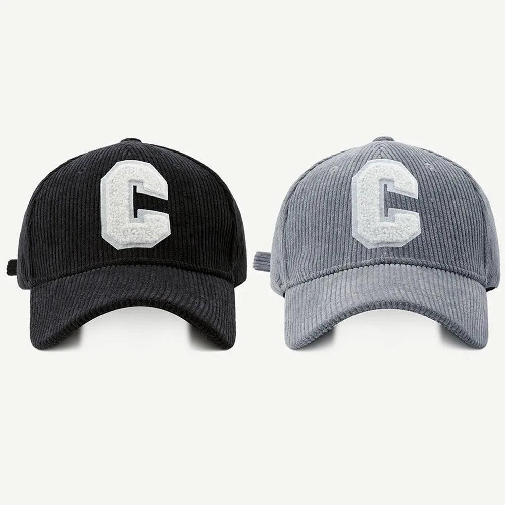 Spring Autumn Corduroy Baseball Cap for Women Men Unisex Vintage C Snapback Hip Hop Hats Winter Adjustable Outdoor Sport Hat