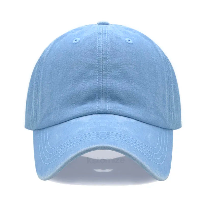 Custom Text Logo Embroidery Vintage Washed Cotton Baseball Cap Fashion Women Men Hat Sport Visors Snapback Cap Sun Hat