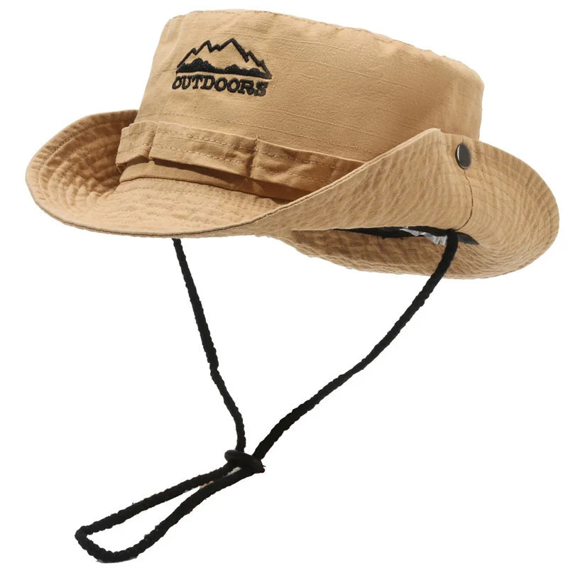 Unisex Wide Brim Bucket Hat – UV Protection Breathable Panama Fisherman Hiking Sun Hat