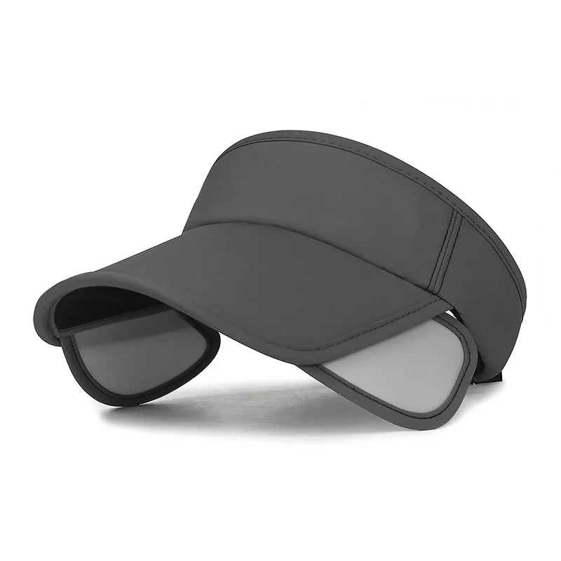 Summer Retractable Brim Sunscreen Sunshade Empty Top Hat Outdoor Solid Color Versatile Anti-Uv Sports Sun Hat