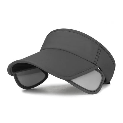 Summer Retractable Brim Sunscreen Sunshade Empty Top Hat Outdoor Solid Color Versatile Anti-Uv Sports Sun Hat