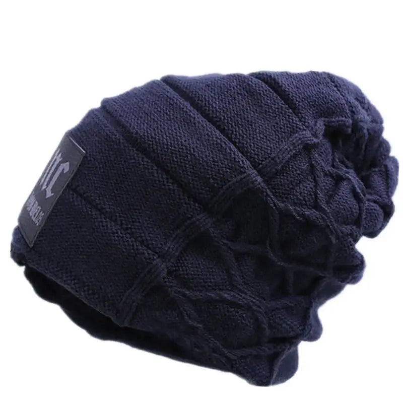 New Unisex Warm Winter Hat Fashion NC Letter Label Knitted Hats For Men & Women Add Fur Lined Thick Ski Beanie Cap