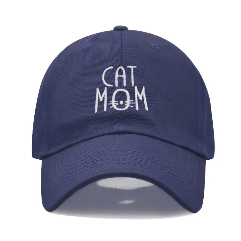 CAT MOM Embroidered Baseball Cap for Women Men Fashion Adjustable Soft Washed Cotton Dad Hat Unisex Classic Golf Caps