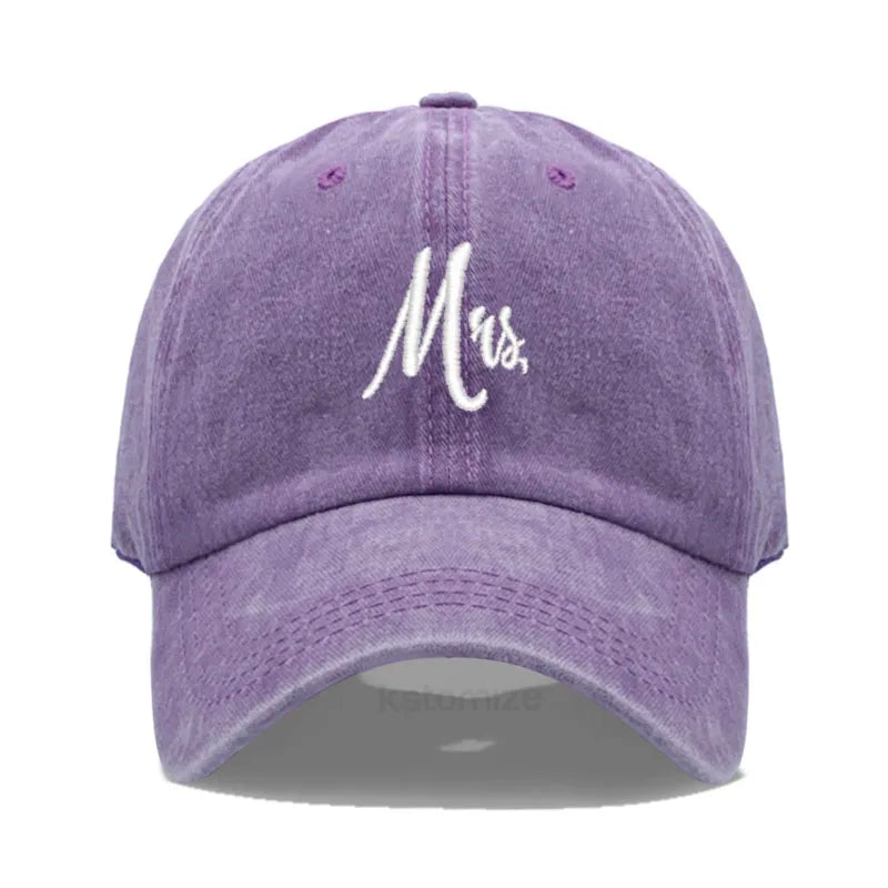 Matching Mr. & Mrs. Baseball Cap Men's Women's Cotton Embroidery Sport Golf Caps Bridal Gift Newlywed Honeymoon Wedding Gift