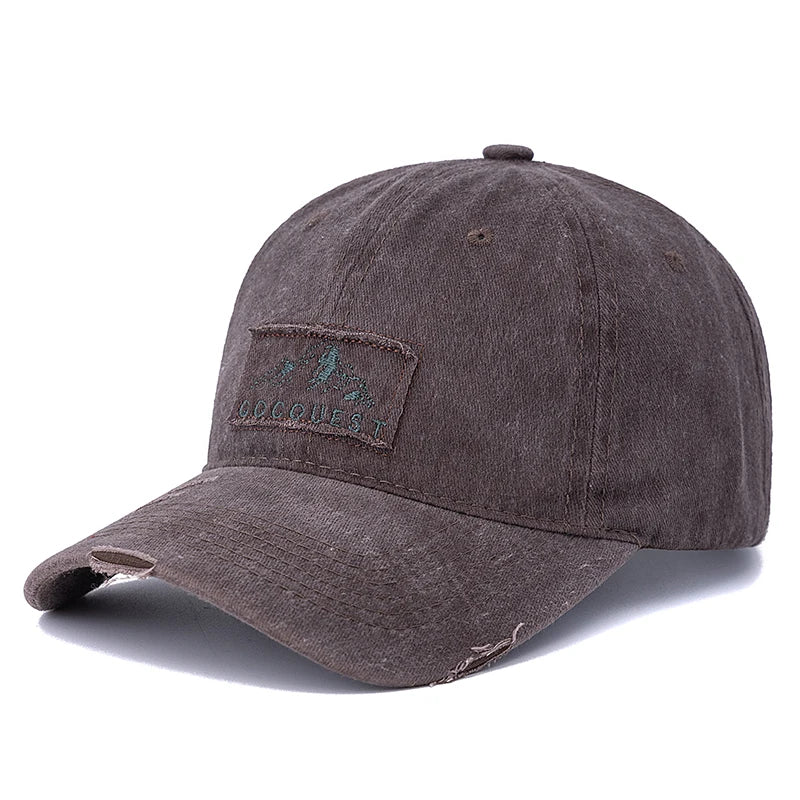 New Style Unisex Washed Cotton Vintage Baseball Cap Mountain Peak Embroidery Outdoor Sports Dad Hat For Men And Women