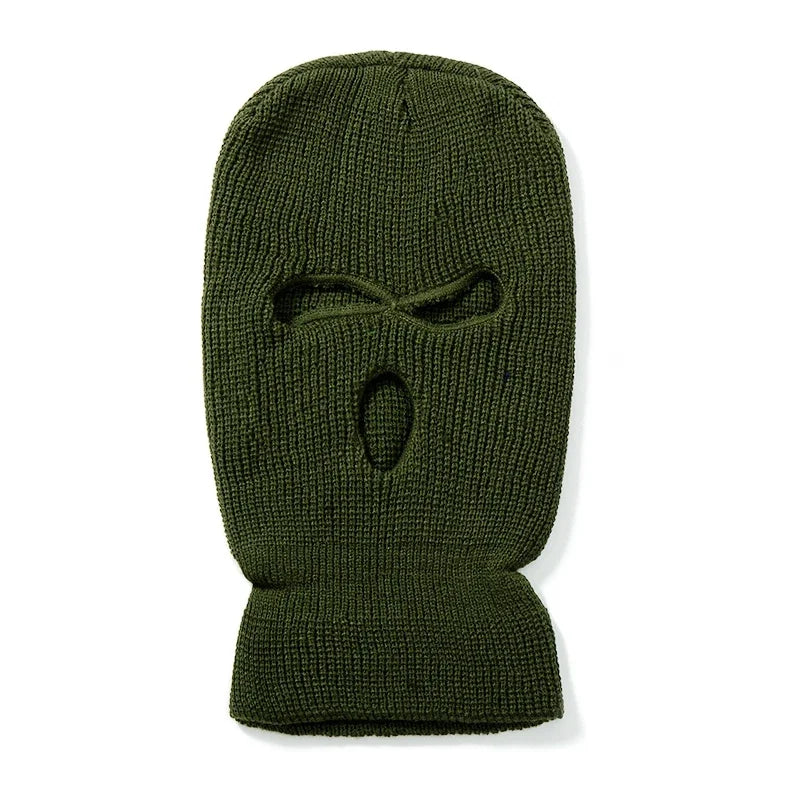 Hot Sale Unisex Balaclava Full Cover Style Ski Mask Hat 3 Holes Winter Hat Tactical Windproof Ribbed Knit Beanie Winter Warm Cap