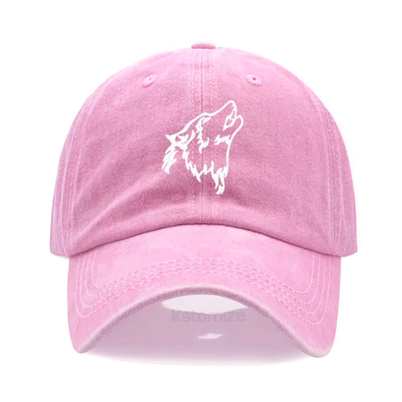 Women's Baseball Cap Men's Washed Cotton Wolf Howl Embroidery Embroidery Dad Hat Sport Golf Caps For Man Sun Hats Dropshipping