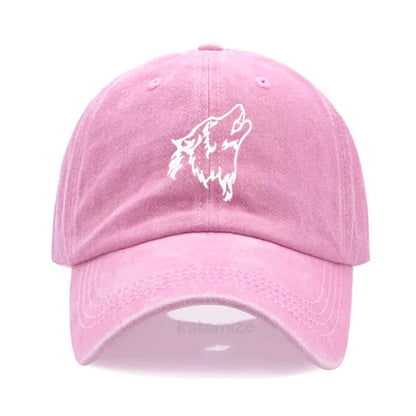 Women's Baseball Cap Men's Washed Cotton Wolf Howl Embroidery Embroidery Dad Hat Sport Golf Caps For Man Sun Hats Dropshipping