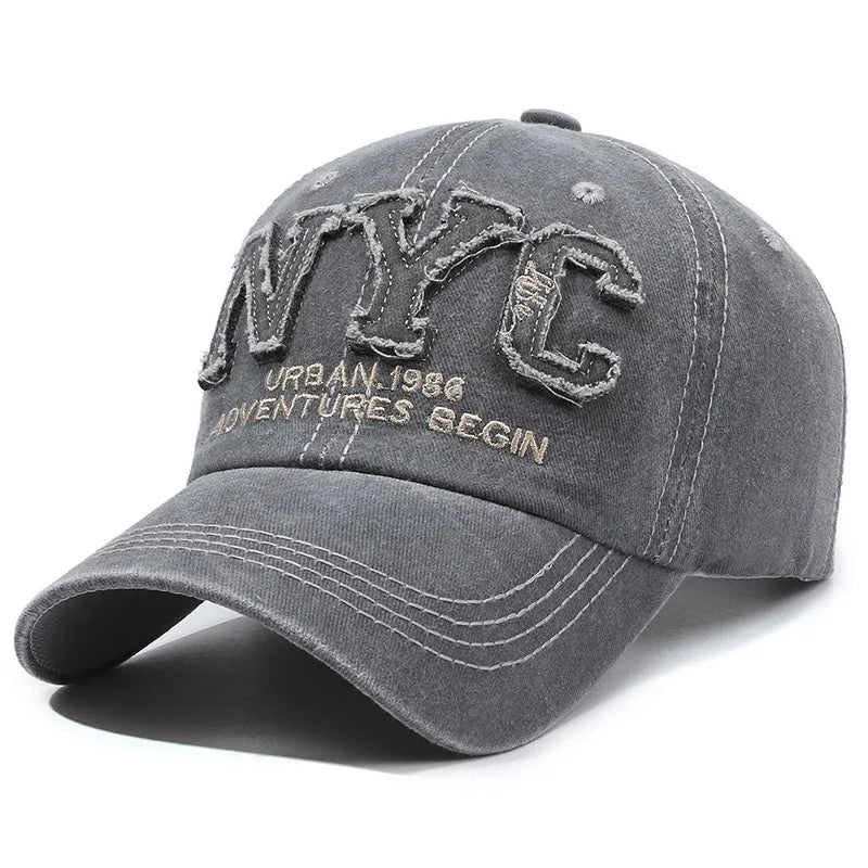 Adjustable Women's Black Baseball Cap - Breathable, Stylish, Sun Protection, "NYC" Embroidery, Hand Washable