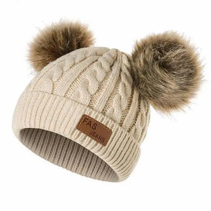 New Kid Hat Children Double Pompom Winter Hat  Cute Knitted Hat For Girls Boys Casual Girls Hat Baby Beanie Cap
