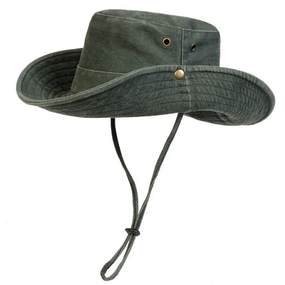 Men Big Eaved Solid color Washed Bucket Hats Fishermen Caps Outdoor Casual Cap Men Sunscreen Hat