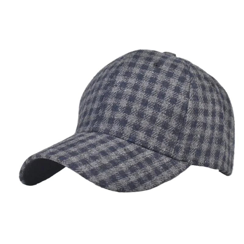 Fall Winter Hat Men's Spring Summer Outdoor Sunscreen Visor Classic Checkered Baseball Cap Hard Top Women's Cap Warm Peaked Cap