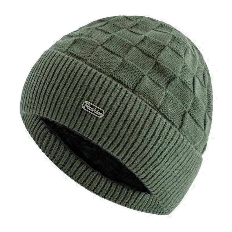 New Unisex Winter Hat Plush Fur Lined Warm Small Square Style Soft Beanie Hats For Men Women Thicken Ski Sports Knitted Hat