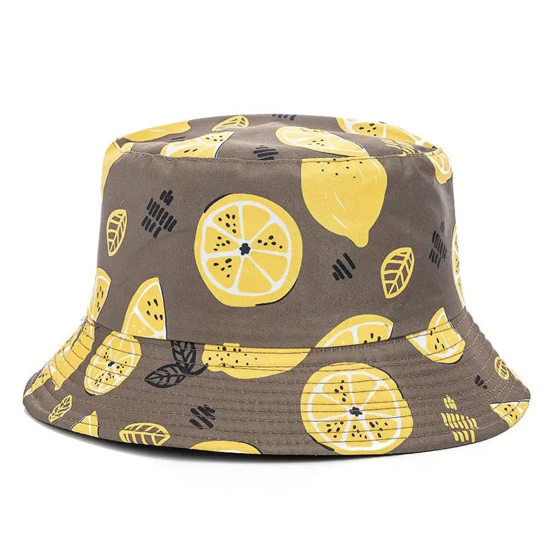 Unisex Bucket Cap Fruit Printing Hats Summer Double-sided Wear Man Women Cap Outdoor Sun Hat Classic Casual Panama Bucket Hat