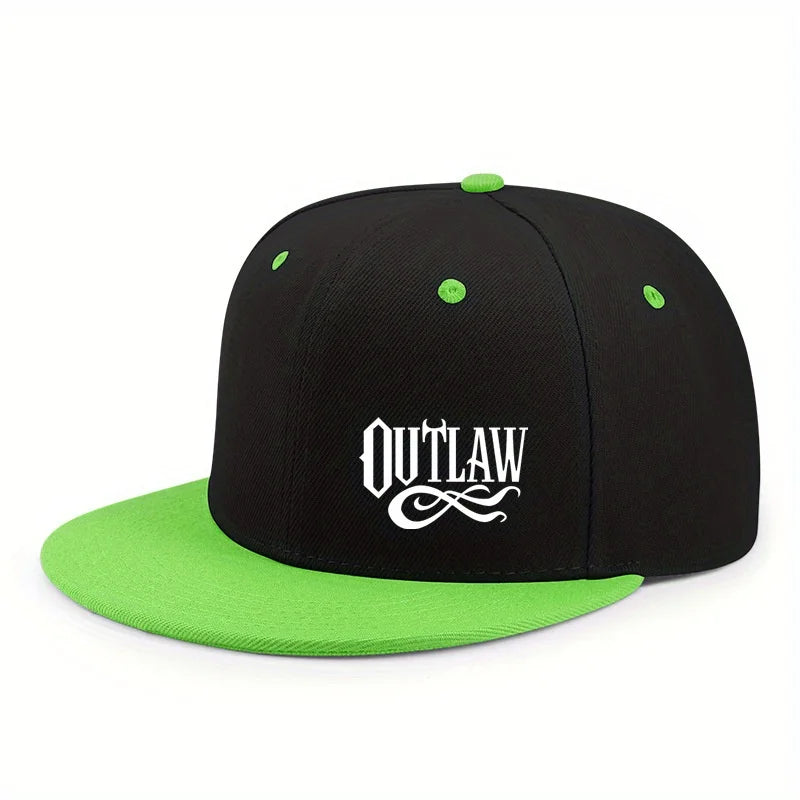 Unisex OUTLAW Printed Adjustable Baseball Cap  Men's and Women's Flat-brimmed Cap, Urban Street Style, Outdoor Activity Cap