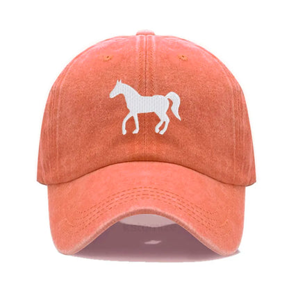 Horse Embroidered Baseball Cap for Women Men Fashion Adjustable Washed Cotton Dad Hat Unisex Classic Golf Caps