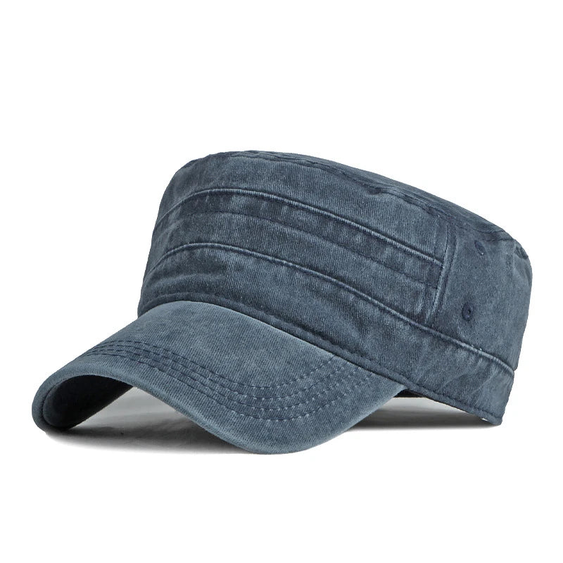 Unisex Short Brim Military Cap – Retro Washed Cotton Sunshade Army Fishing Hat