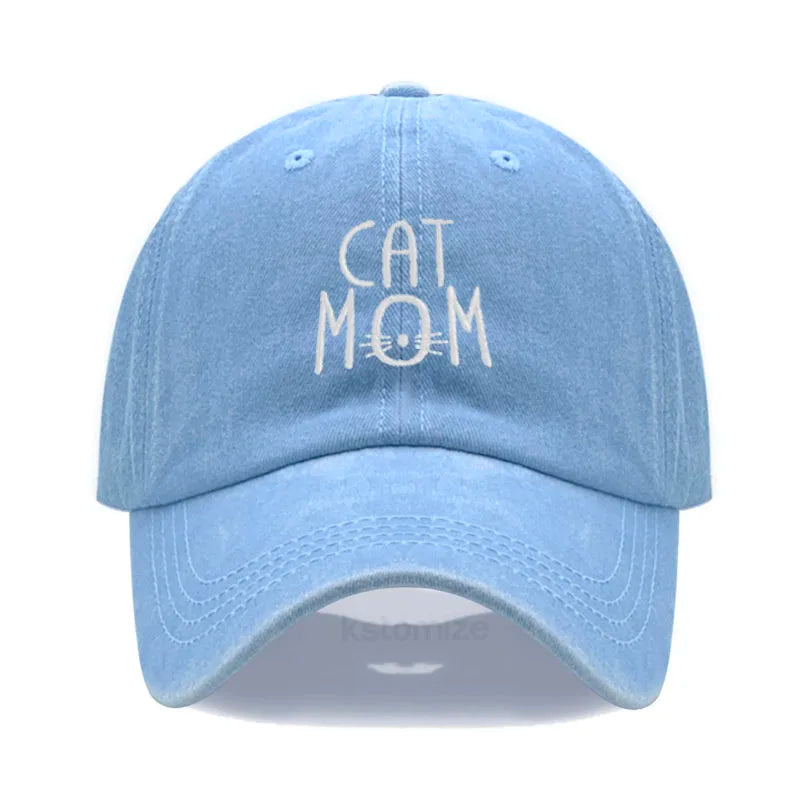 CAT MOM Embroidered Baseball Cap for Women Men Fashion Adjustable Soft Washed Cotton Dad Hat Unisex Classic Golf Caps