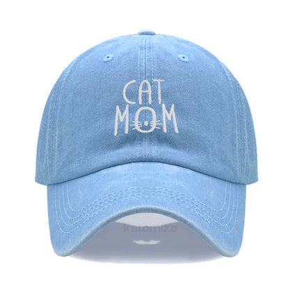 CAT MOM Embroidered Baseball Cap for Women Men Fashion Adjustable Soft Washed Cotton Dad Hat Unisex Classic Golf Caps