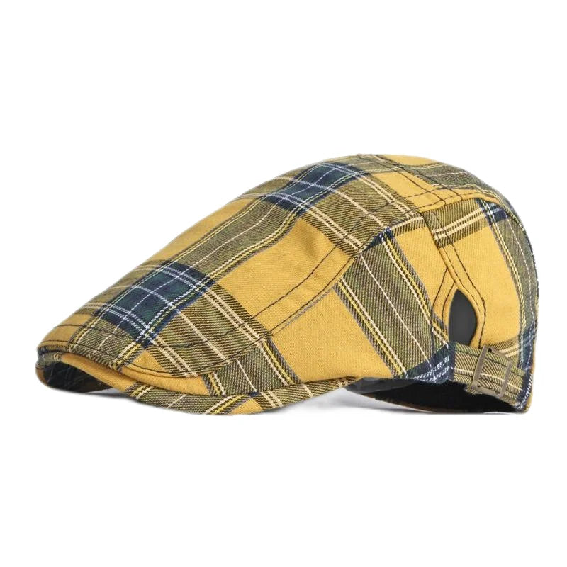 Spring Summer Dopamine Plaid Beret Duck Tongue Forward Hat British Style Visor Summer Hats for Women Men Sun Hats Dad's Hat Gift