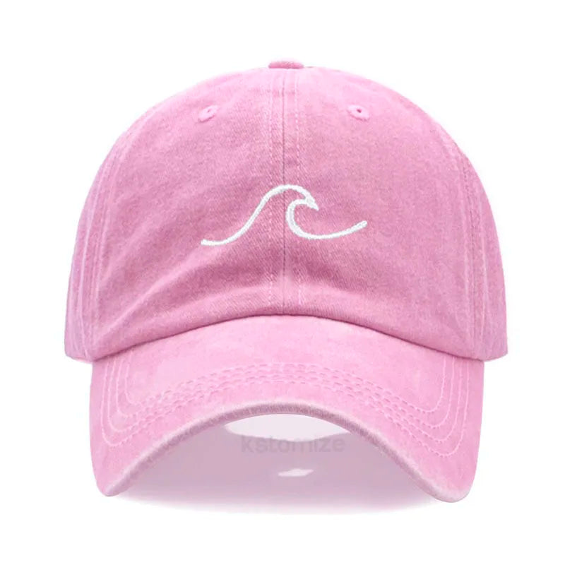 Men's Baseball Cap Women's Washed Cotton Waves Embroidery Embroidery Dad Hat Sport Golf Caps For Man Sun Hats Dropshipping