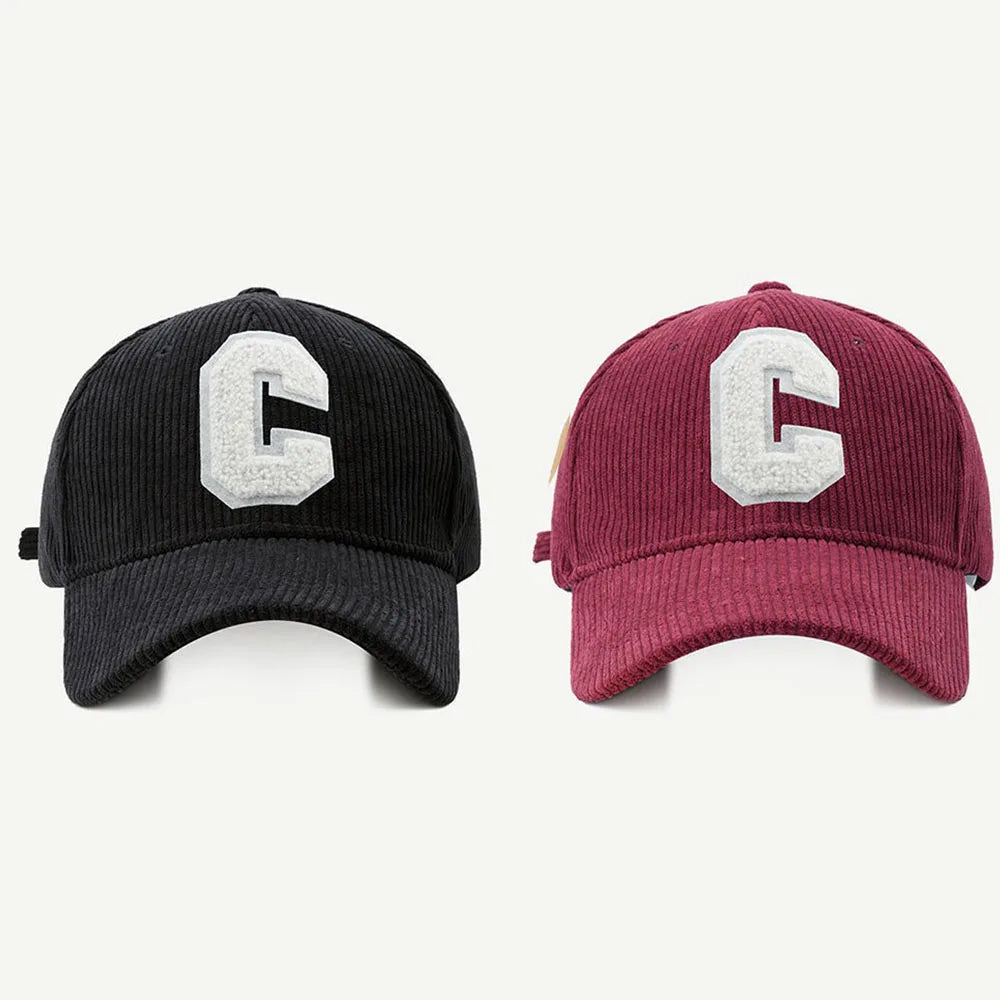 Spring Autumn Corduroy Baseball Cap for Women Men Unisex Vintage C Snapback Hip Hop Hats Winter Adjustable Outdoor Sport Hat