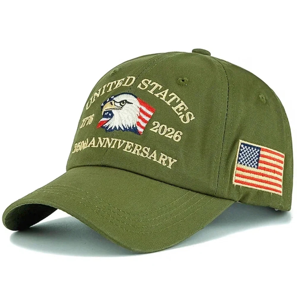 New Unisex Cap American 250th Anniversary 1776-2026 Embroidered Eagle Baseball Cap Outdoor Casual Dad Hat