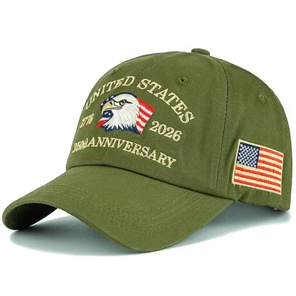 New Unisex Cap American 250th Anniversary 1776-2026 Embroidered Eagle Baseball Cap Outdoor Casual Dad Hat
