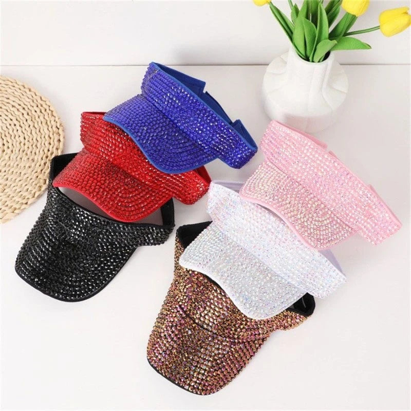 Sparkling Rhinestone Baseball Cap Women's Korean Summer Hat Sun Visor Adjustable Outdoor Sports Beach Sun Hats Lady Accessories