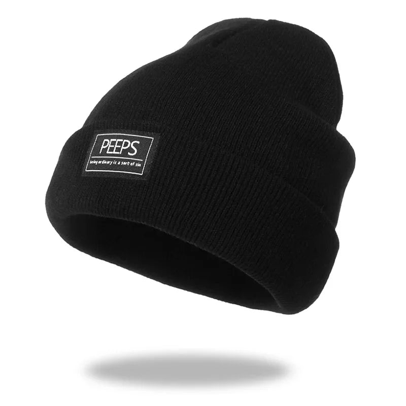 New Women Men Knitted Beanie Hat Cap Autumn Winter Male Lady Casual Embroidered Boy Girl Cap Hat For Women Men