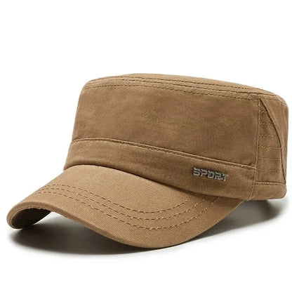 Men’s Military Flat Cap – Simple Casual Duck Tongue Hat for Spring & Autumn