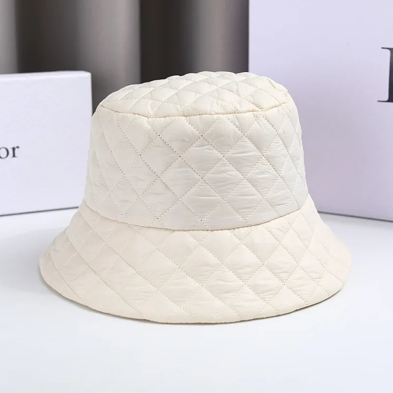 Autumn and Winter Bucket Hat Japanese Simple Solid Color Xiaoyan Tide Brand Down Warm Casual Versatile Basin Hat Children