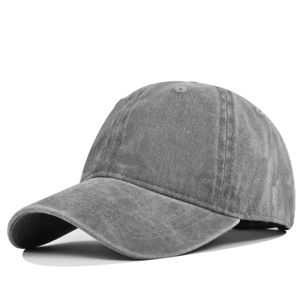 Unisex Retro Washed Cotton Baseball Cap – Solid Color Y2K Hip Hop Snapback Outdoor Sport Hat