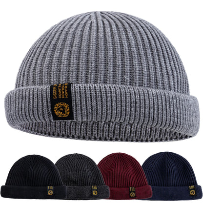 New Men Outdoor Skull Cap Fashion Short Melon Winter Chic Hats Sailor Style Landlord Hats For Men Autumn Short Beanie Cap