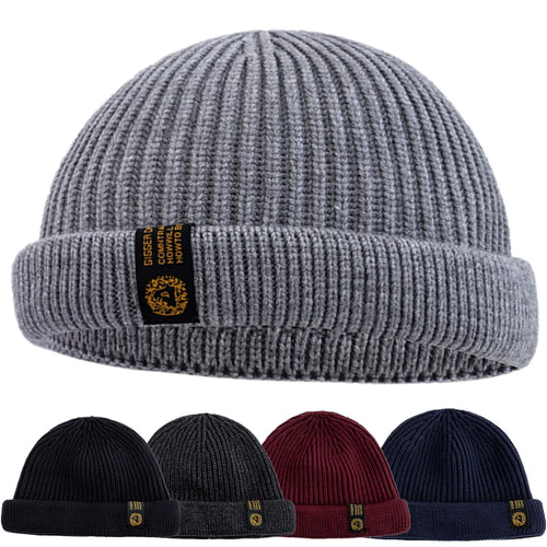 New Men Outdoor Skull Cap Fashion Short Melon Winter Chic Hats Sailor Style Landlord Hats For Men Autumn Short Beanie Cap