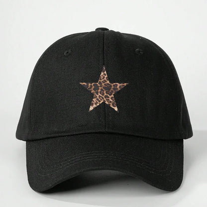 Leopard Print Star Soft Cotton Baseball Cap Unisex Adjustable Casual Dad Hats Perfect For Outdoor Active fishing Travel Headwear