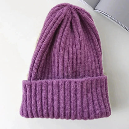 New Candy Colors Winter Hat Women Knitted Hat Warm Soft Trendy Hat Kpop Style Wool Beanie Elegant All-match Hat
