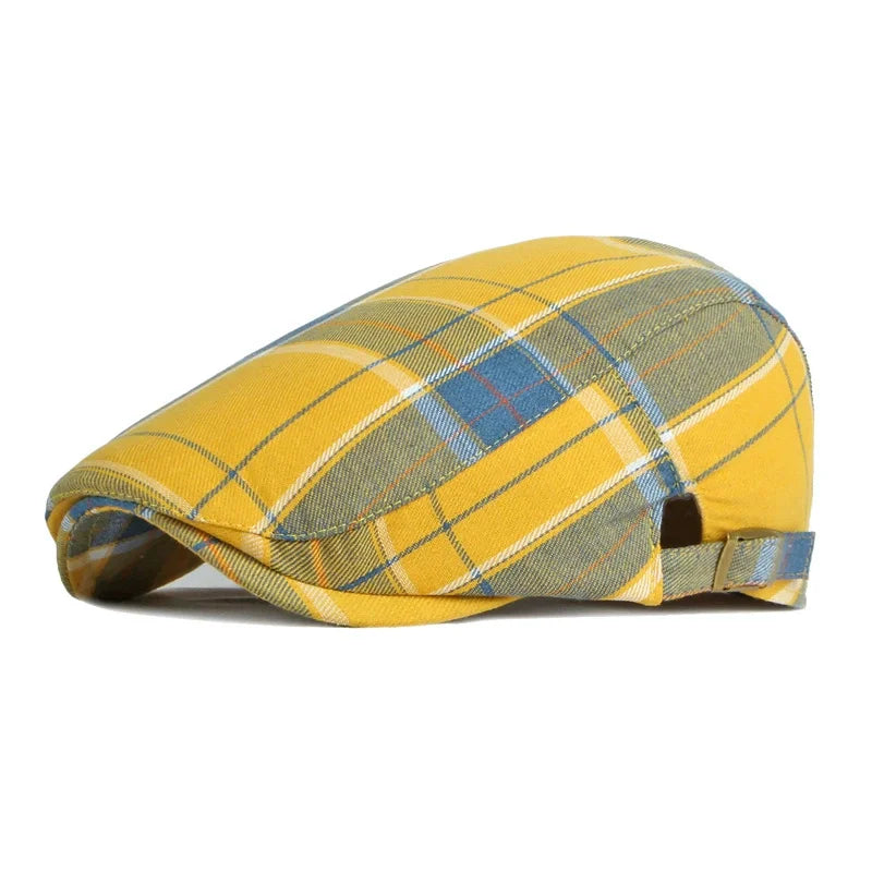 Spring Summer Dopamine Plaid Beret Duck Tongue Forward Hat British Style Visor Summer Hats for Women Men Sun Hats Dad's Hat Gift