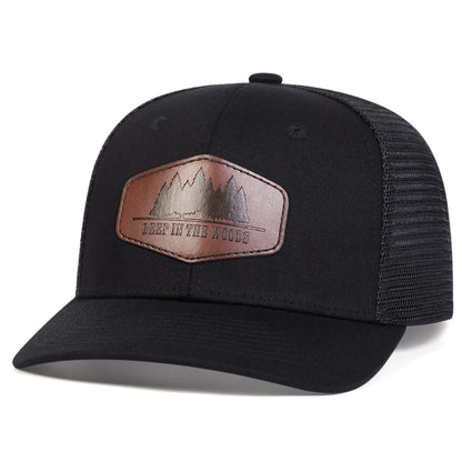 Unisex DEEP IN THE WOODS Leather Label Baseball Net Caps Spring and Summer Outdoor Adjustable Casual Hats Sunscreen Hat