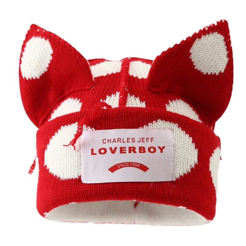 Hot Sale Y2K Style Winter Knitted Beanie Hat For Women Outdoor Cute Cat Ear Designer Warm Hat