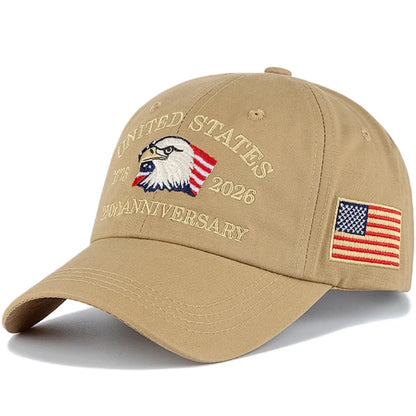 New Unisex Cap American 250th Anniversary 1776-2026 Embroidered Eagle Baseball Cap Outdoor Casual Dad Hat