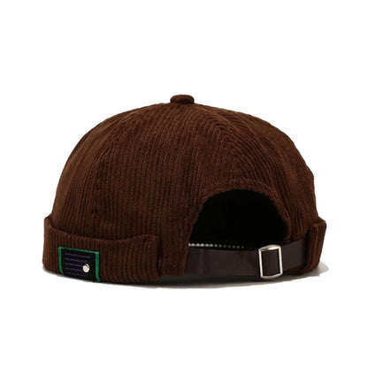 Unisex Corduroy Brimless Cap – Solid Color Retro Docker Beanie, Adjustable Streetwear Hat