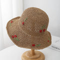 Summer Hats For Women Sun Hat Cherry Decoration Bucket Hat Seaside Holiday Sun Protection Breathable Beach Accessories Foldable