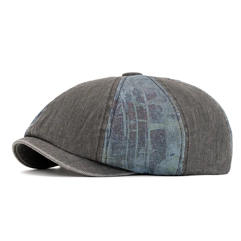Unisex Wash Cotton Beret – Retro Adjustable Newsboy Flat Cap (Spring Summer Casual Painter Style Hat)