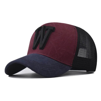 Fashion New Women Men Mesh Baseball Cap Male Lady Breathable W Embroidery Snapback Hats Unisex Trucker Hats Cap For Women Men